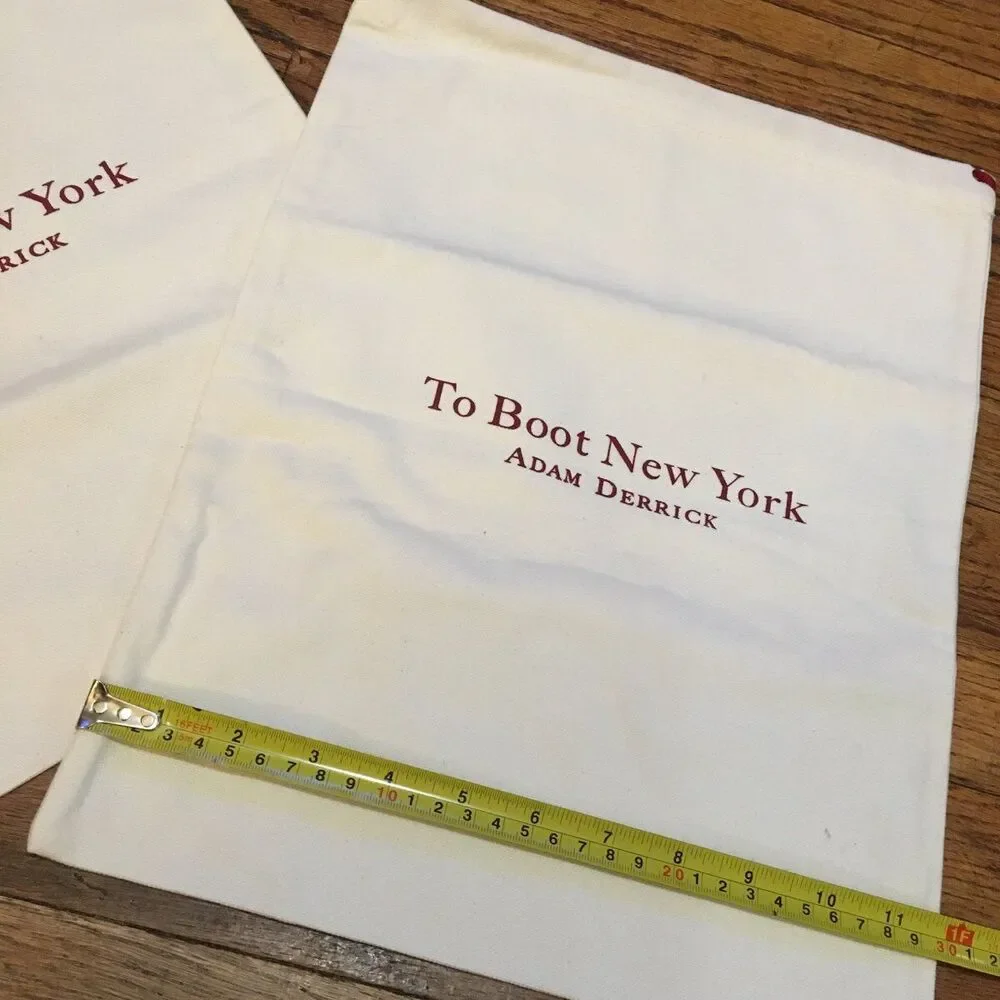 To Boot New York TWO (2) dustbags Dust Bag White Drawstring NEW 12” x 14”
